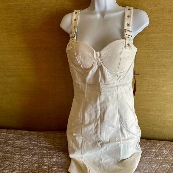 NEW Haute Monde White Spandex Sexy Dress Strap Buckle Accent Shoulders SZ L 8-10 - Picture 4 of 12